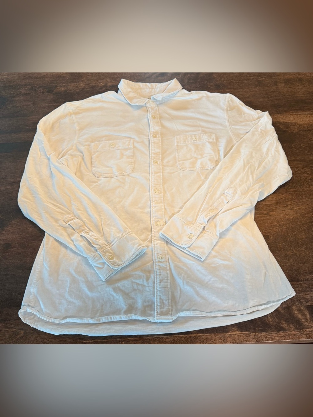 Faherty Men's Sunwashed White Long-Sleeve Button-Down Shirt 100% Cotton
